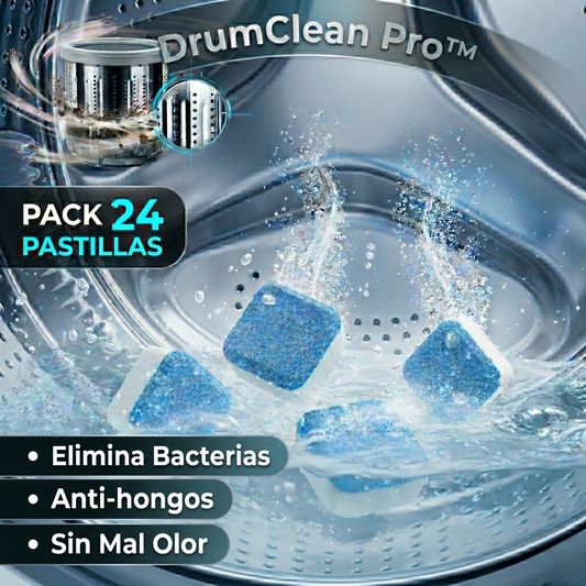 DrumClean Pro™ – Pack 60 Pastillas Desinfectantes para Lavadora, Acción Efervescente que Elimina el 99,9% de Gérmenes y Residuos
