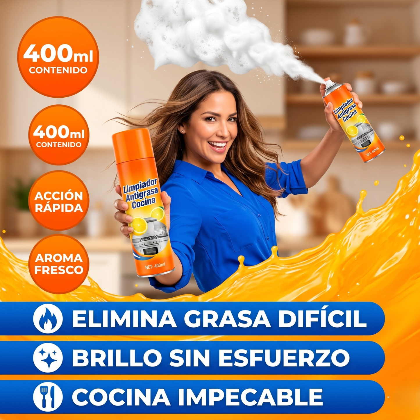 LimpiMax™ – Antigrasa ultrapoderoso para cocinas, fórmula de acción rápida con aroma limón