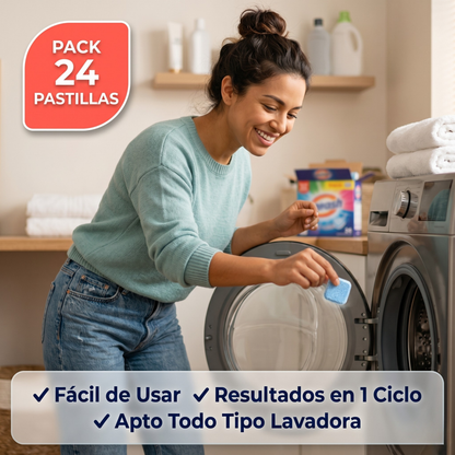 DrumClean Pro™ – Pack 60 Pastillas Desinfectantes para Lavadora, Acción Efervescente que Elimina el 99,9% de Gérmenes y Residuos